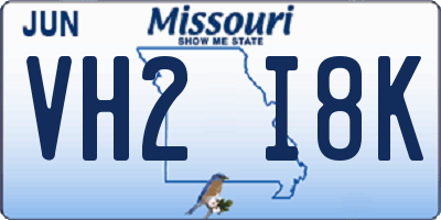MO license plate VH2I8K