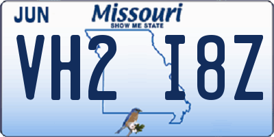 MO license plate VH2I8Z