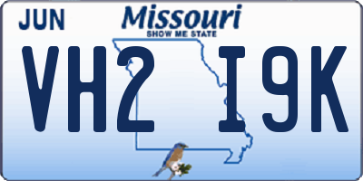 MO license plate VH2I9K