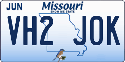 MO license plate VH2J0K