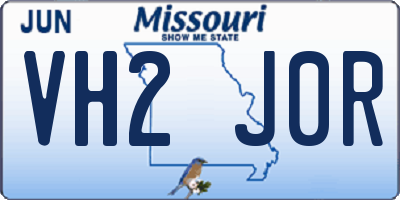 MO license plate VH2J0R