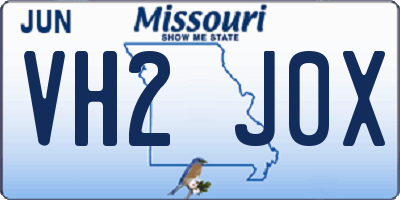 MO license plate VH2J0X