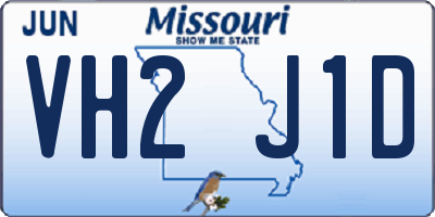 MO license plate VH2J1D
