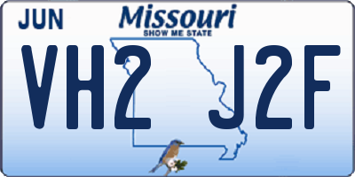 MO license plate VH2J2F