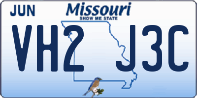 MO license plate VH2J3C