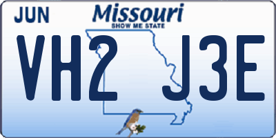 MO license plate VH2J3E