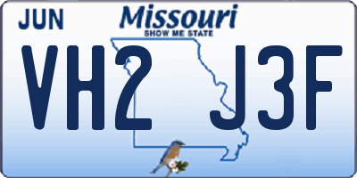 MO license plate VH2J3F