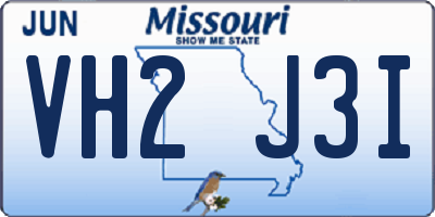 MO license plate VH2J3I