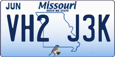 MO license plate VH2J3K