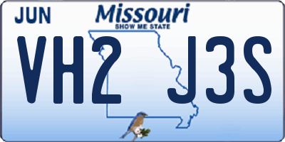MO license plate VH2J3S