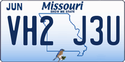 MO license plate VH2J3U