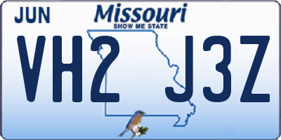 MO license plate VH2J3Z