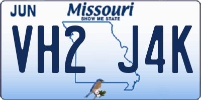 MO license plate VH2J4K