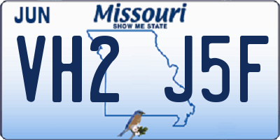 MO license plate VH2J5F