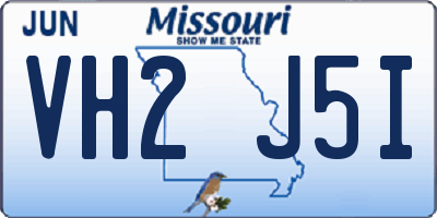 MO license plate VH2J5I