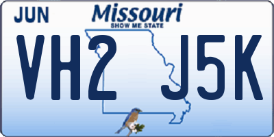 MO license plate VH2J5K
