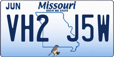 MO license plate VH2J5W