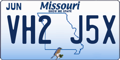 MO license plate VH2J5X
