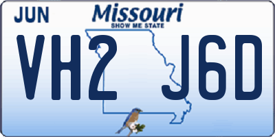 MO license plate VH2J6D