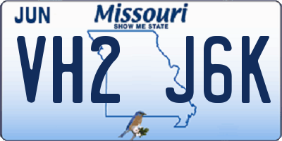 MO license plate VH2J6K