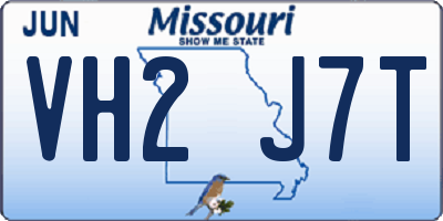 MO license plate VH2J7T