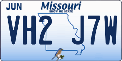 MO license plate VH2J7W