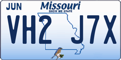 MO license plate VH2J7X