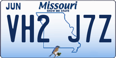 MO license plate VH2J7Z