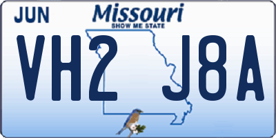 MO license plate VH2J8A