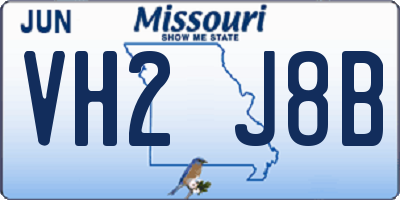 MO license plate VH2J8B
