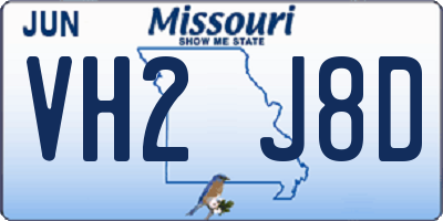 MO license plate VH2J8D