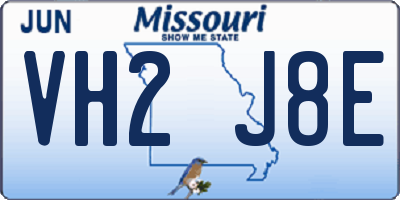 MO license plate VH2J8E