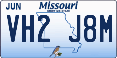 MO license plate VH2J8M