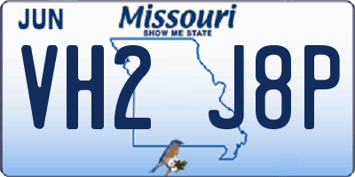 MO license plate VH2J8P