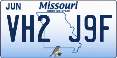 MO license plate VH2J9F