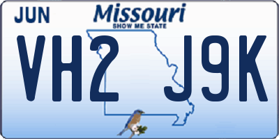 MO license plate VH2J9K