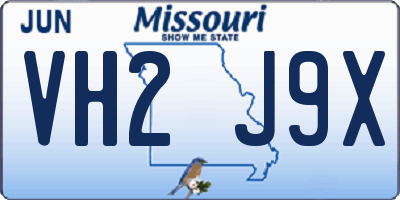 MO license plate VH2J9X