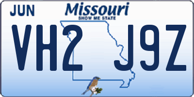 MO license plate VH2J9Z