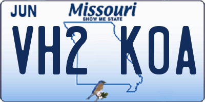 MO license plate VH2K0A