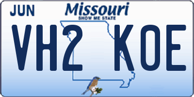 MO license plate VH2K0E