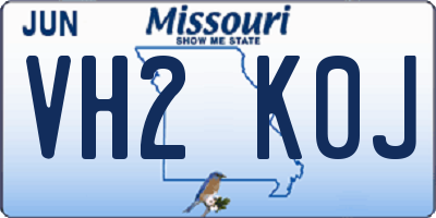 MO license plate VH2K0J