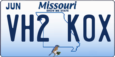 MO license plate VH2K0X