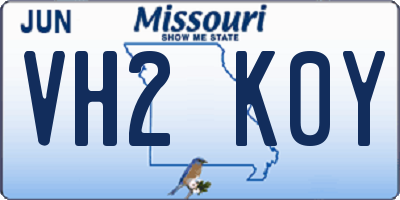 MO license plate VH2K0Y
