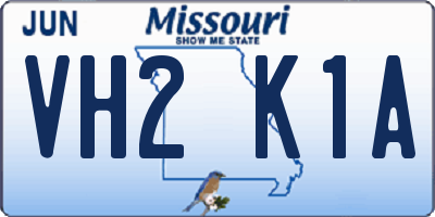 MO license plate VH2K1A
