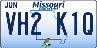 MO license plate VH2K1Q