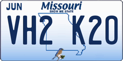 MO license plate VH2K2O