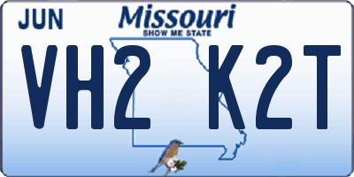 MO license plate VH2K2T