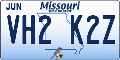 MO license plate VH2K2Z