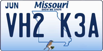 MO license plate VH2K3A