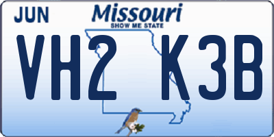 MO license plate VH2K3B